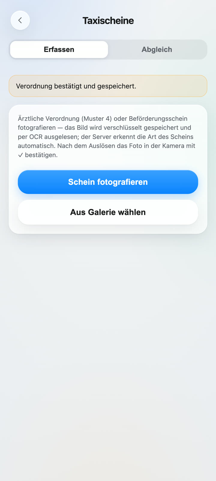 App: Verordnung bestätigt und gespeichert